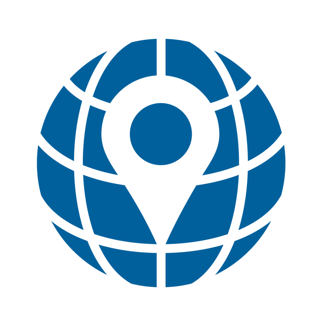 Newcomer Match program icon. A geo-marker in a globe